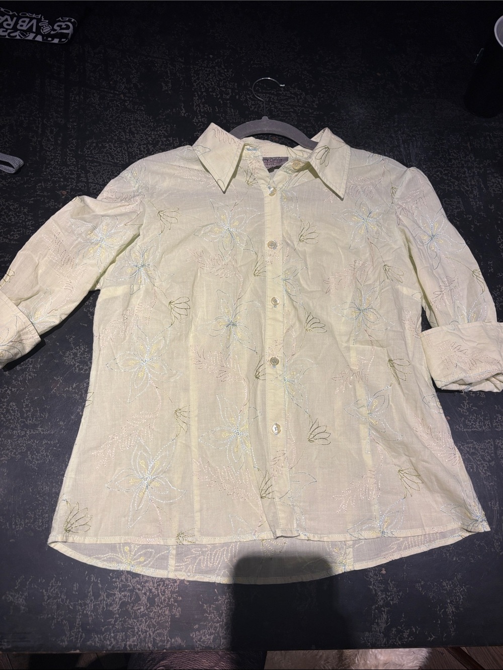Pierre Cardin Light Green Floral Embroidered Button-Down Shirt